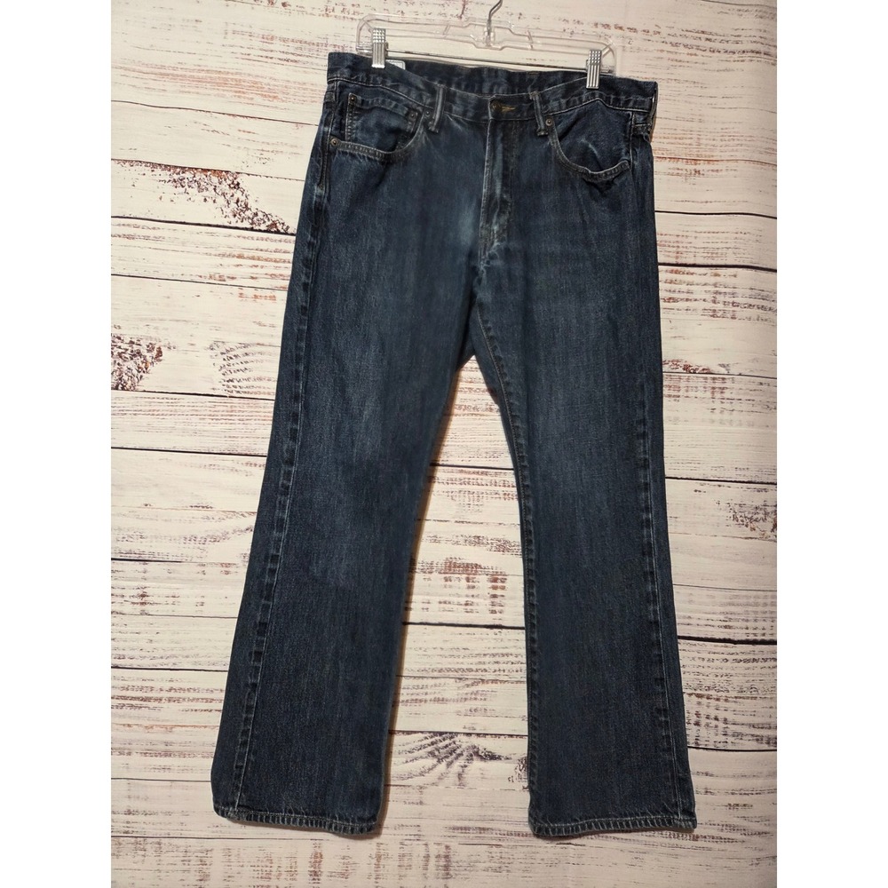 Gap 1969 Mens Bootcut Jeans Dark Wash Denim 36x32 Blue 100% Cotton